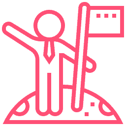 Icono de nuestra misión. Persona colocando bandera